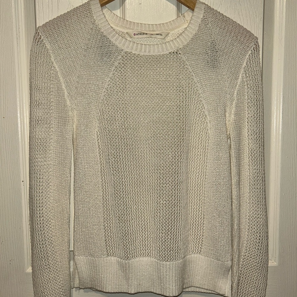 Athleta Cream Crew Neck Sweater (XS)